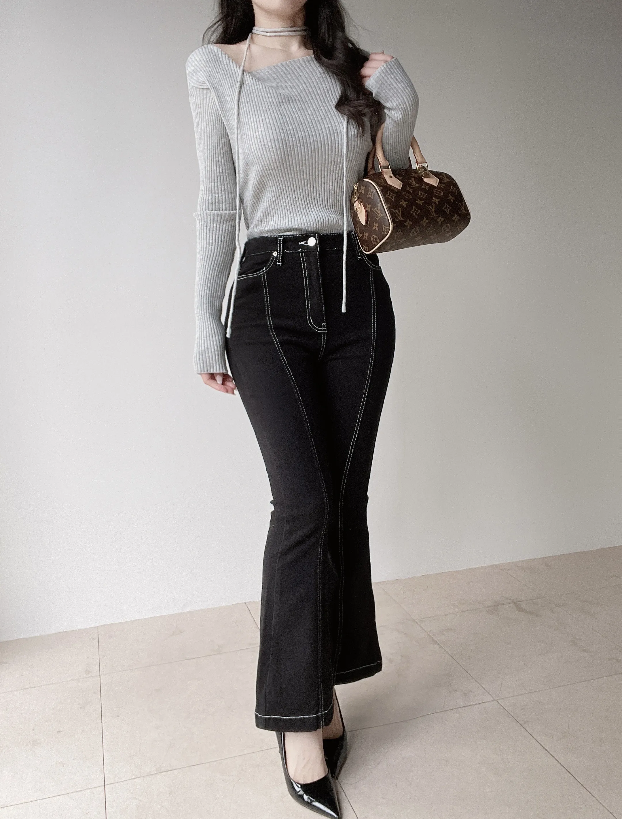 裏起毛ハイウエストブーツカットステッチラインパンツ | mirangmirang | 詳細画像10