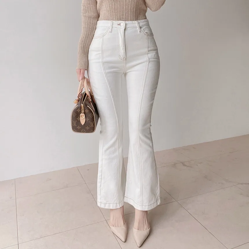 裏起毛ハイウエストブーツカットステッチラインパンツ | mirangmirang | 詳細画像13