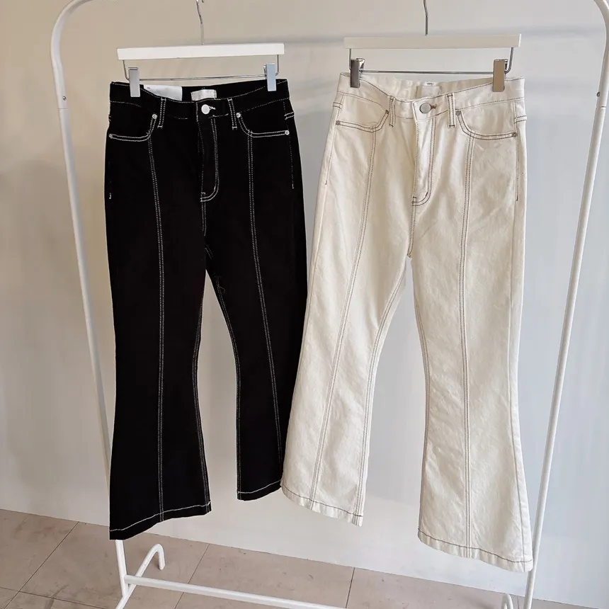 裏起毛ハイウエストブーツカットステッチラインパンツ | mirangmirang | 詳細画像21