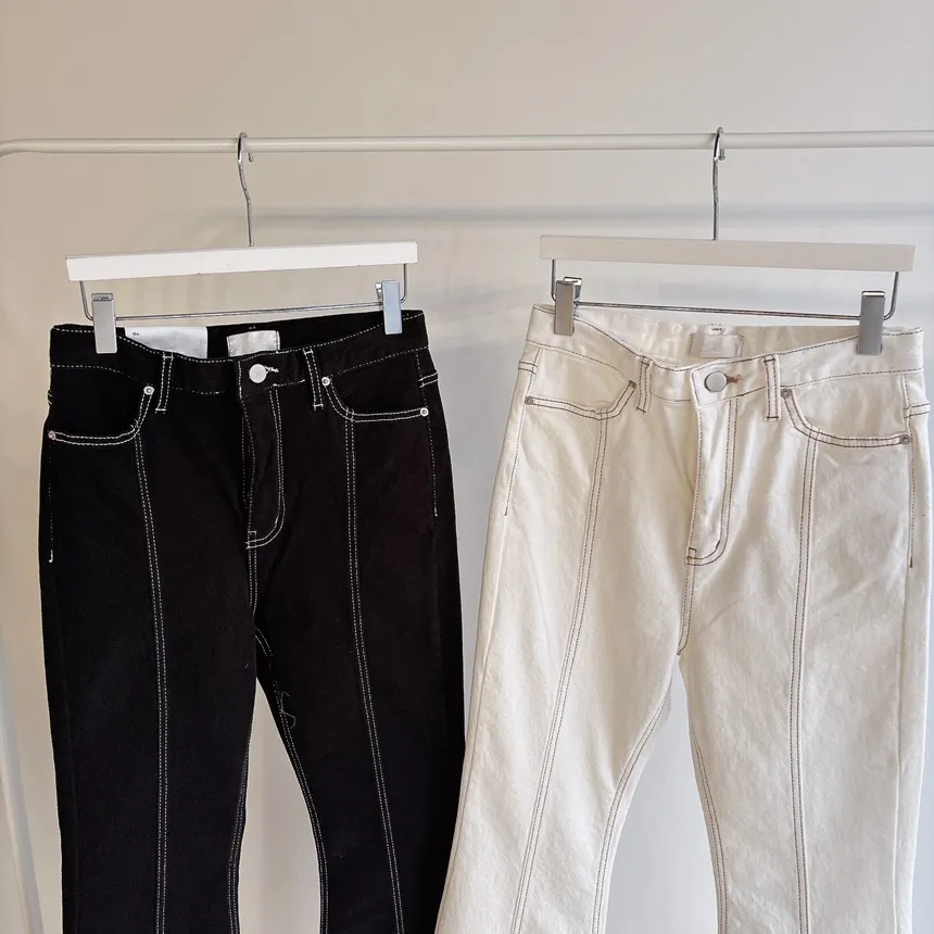 裏起毛ハイウエストブーツカットステッチラインパンツ | mirangmirang | 詳細画像22