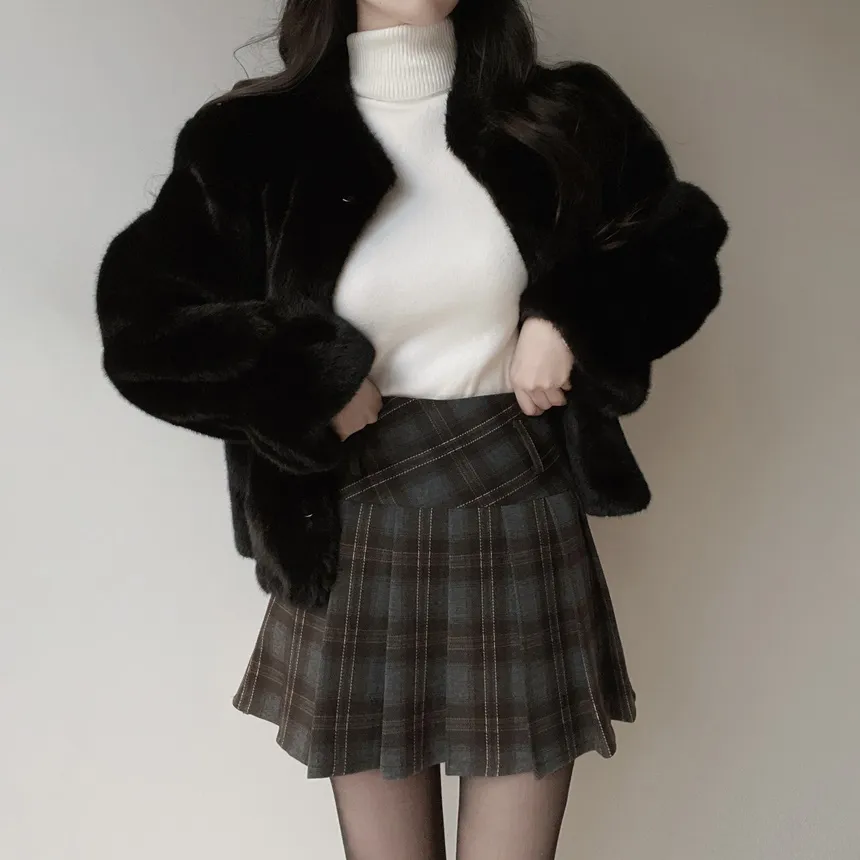 プリーツAラインサイドジップミニチェックスカート | mirangmirang | 詳細画像10