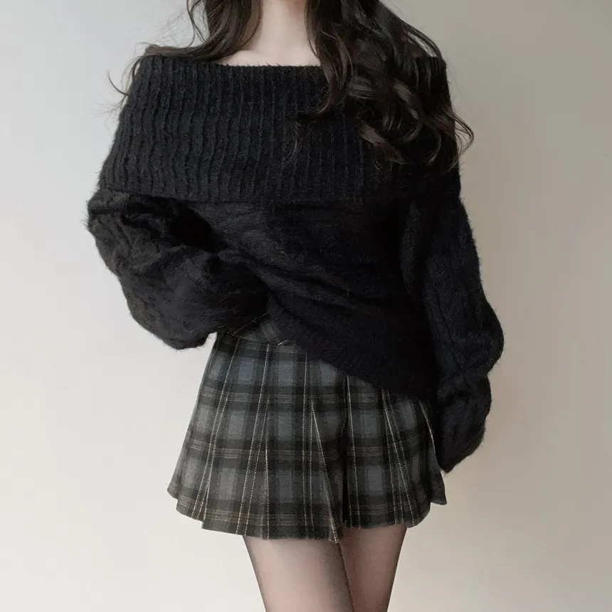 プリーツAラインサイドジップミニチェックスカート | mirangmirang | 詳細画像28