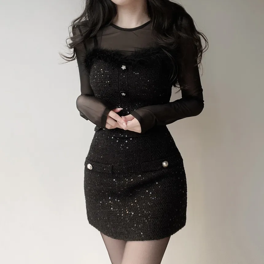 ツイードスパンコールHラインミニスカート | mirangmirang | 詳細画像11