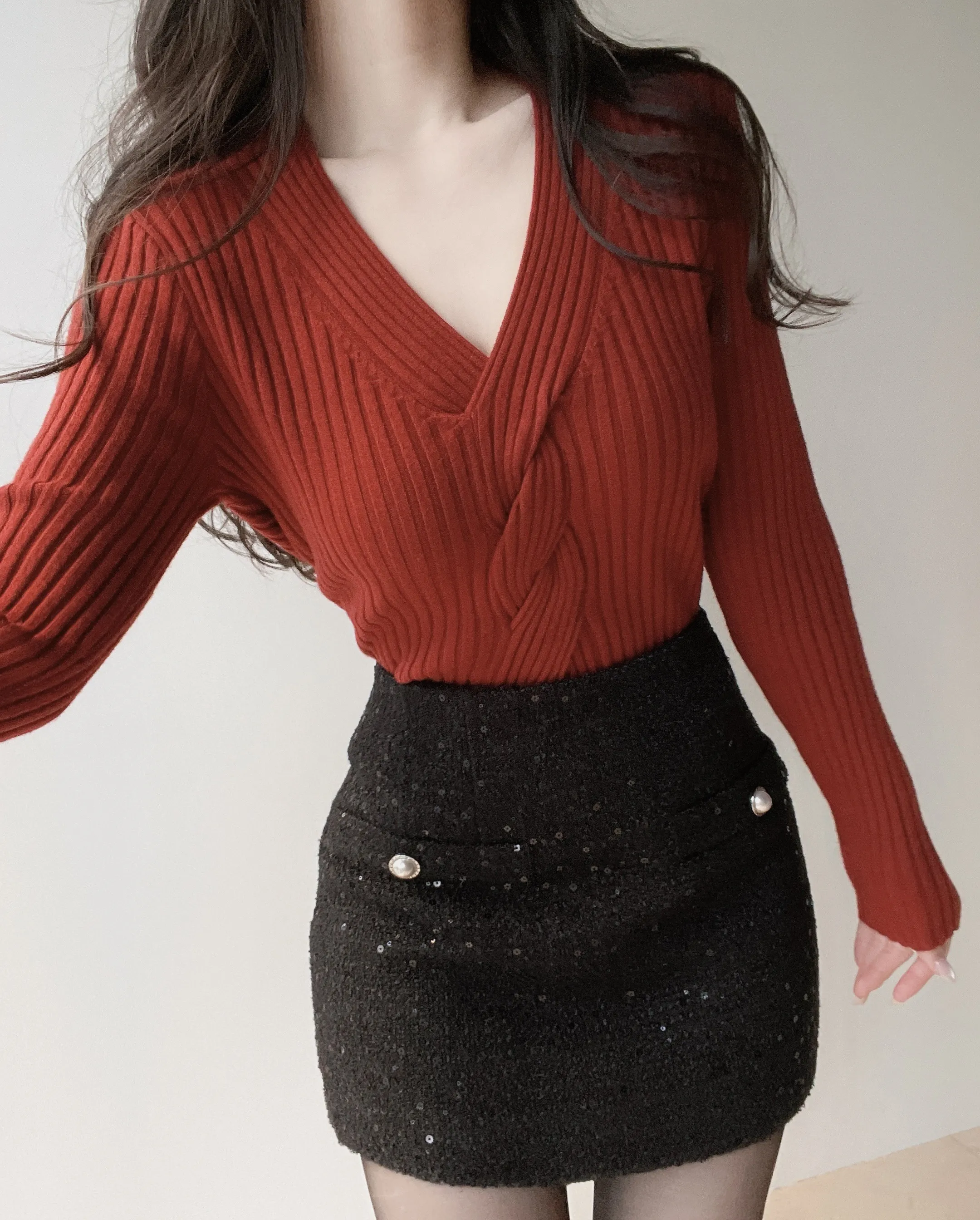 ツイードスパンコールHラインミニスカート | mirangmirang | 詳細画像16