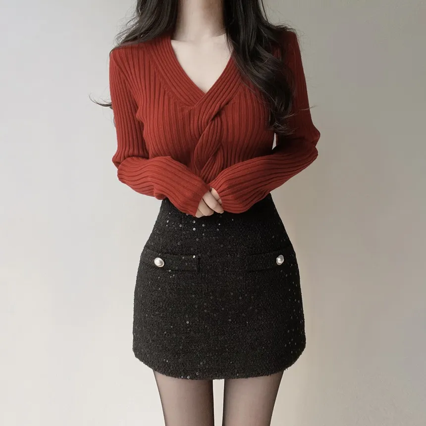 ツイードスパンコールHラインミニスカート | mirangmirang | 詳細画像17