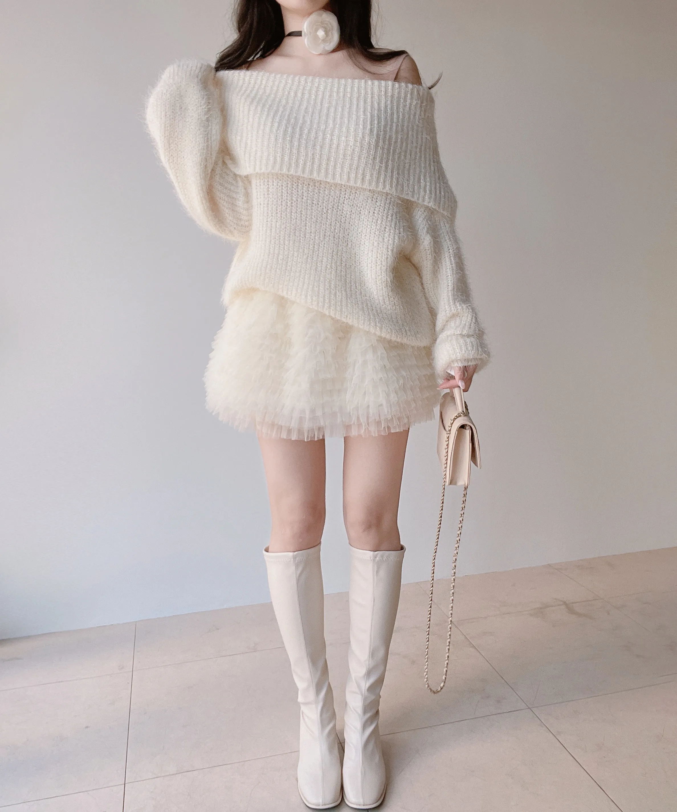 チュールフリルティアードウエストゴムミニスカート | mirangmirang | 詳細画像9