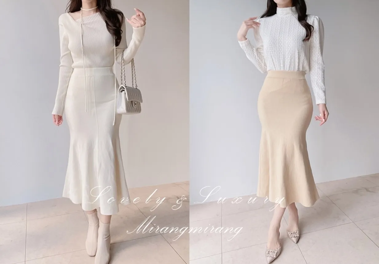 ウエストゴムロングマーメイドスカート | mirangmirang | 詳細画像1