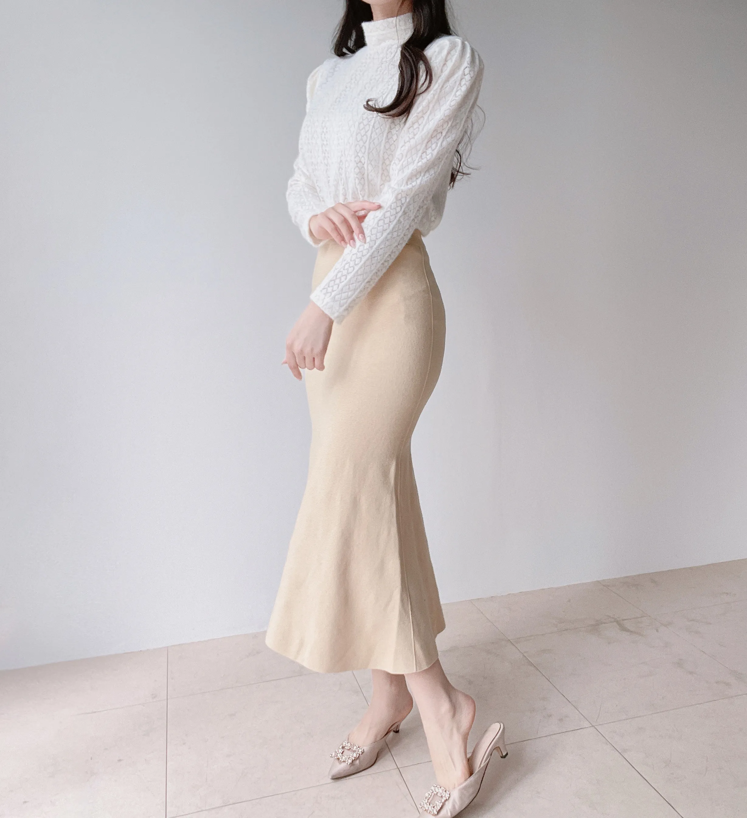 ウエストゴムロングマーメイドスカート | mirangmirang | 詳細画像30