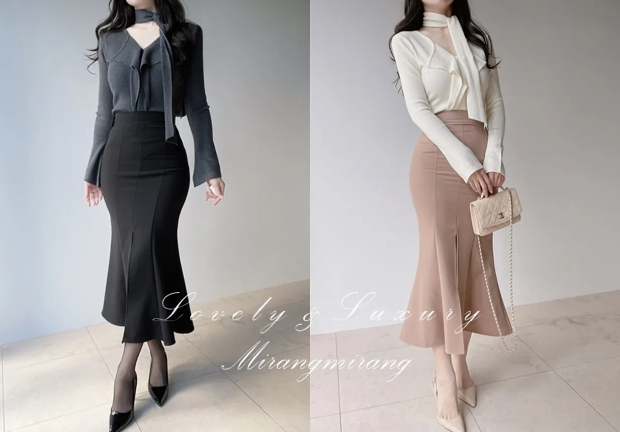 ストレッチロングマーメイドスリットスカート | mirangmirang | 詳細画像1