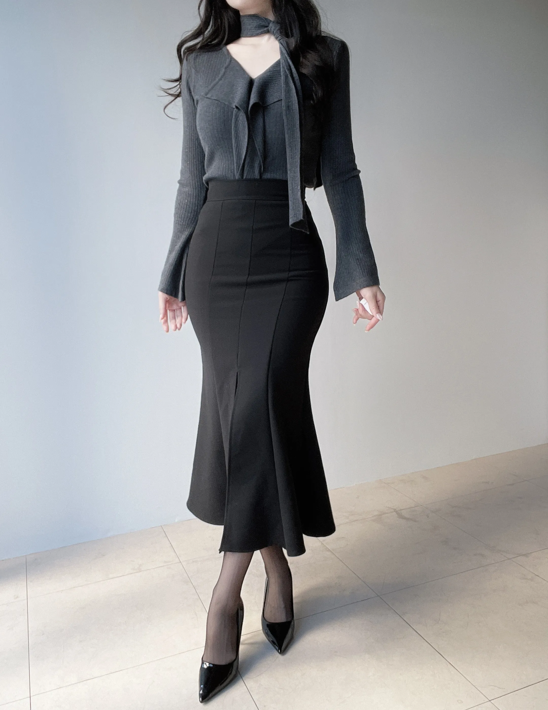 ストレッチロングマーメイドスリットスカート | mirangmirang | 詳細画像11