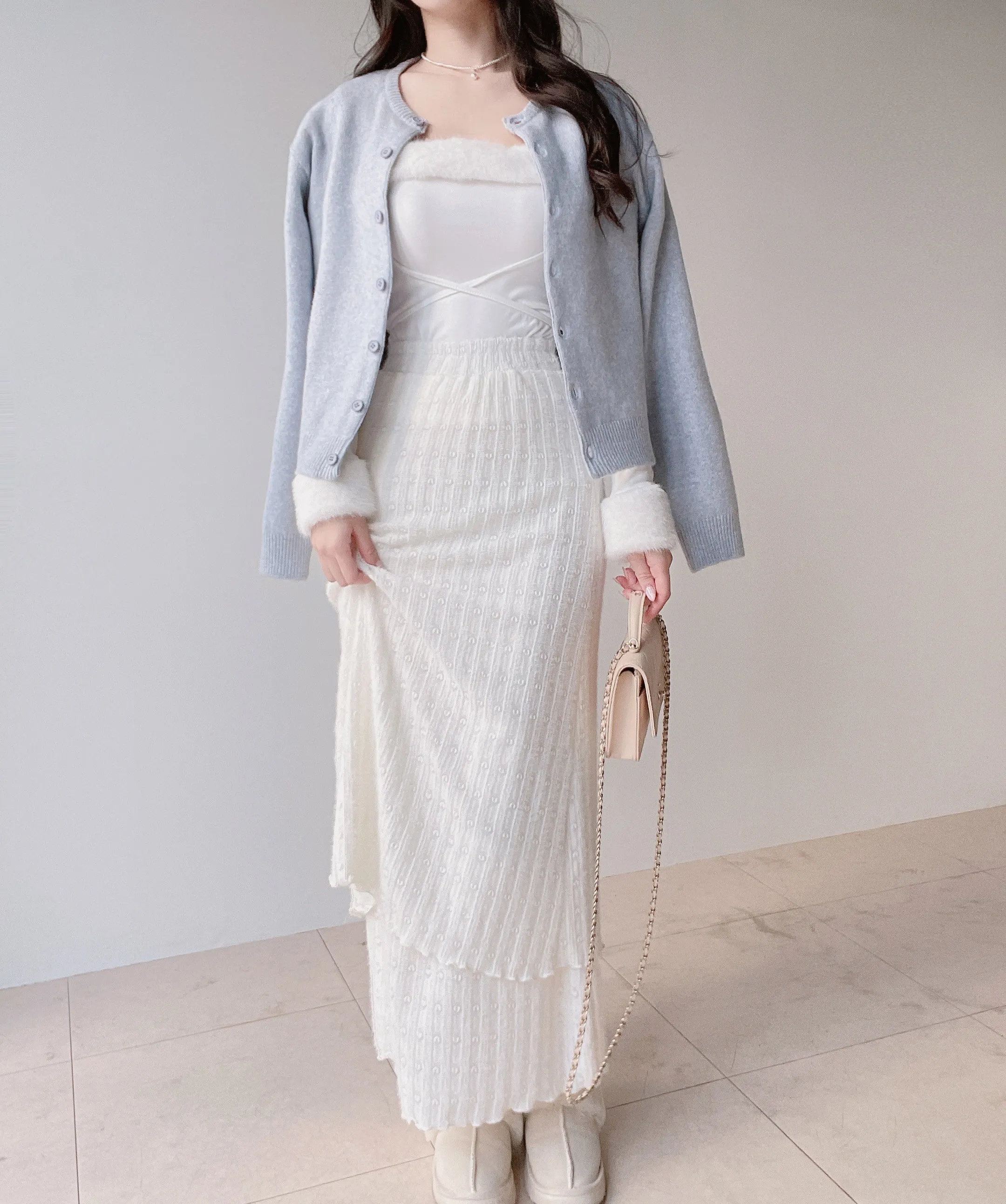 ニットロングウエストゴムハート刺繍スカート | mirangmirang | 詳細画像13