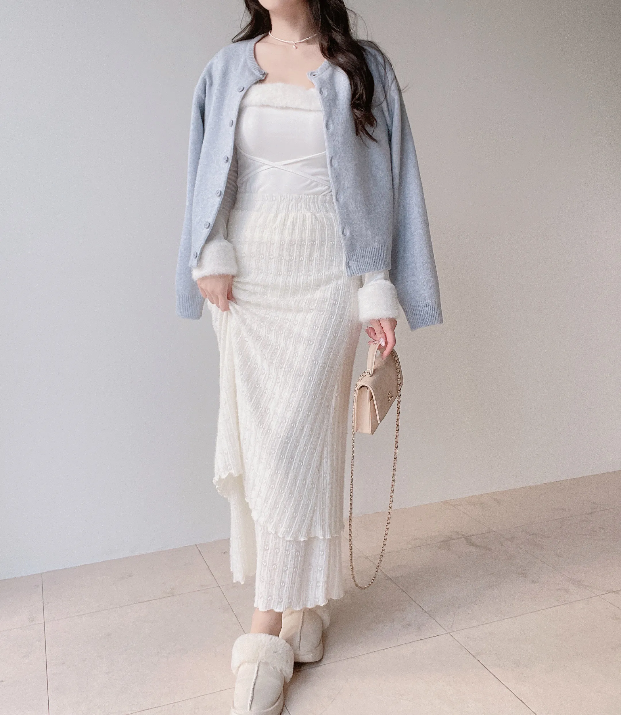 ニットロングウエストゴムハート刺繍スカート | mirangmirang | 詳細画像14