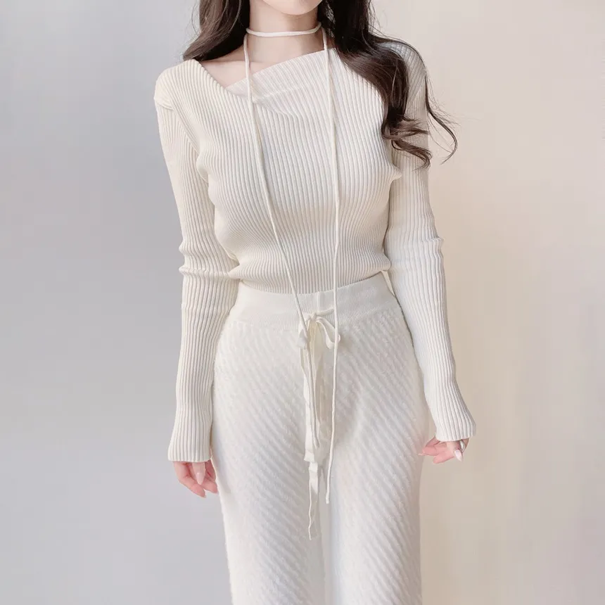 リブウール混ボートネックスリムニットストラップ付 | mirangmirang | 詳細画像16