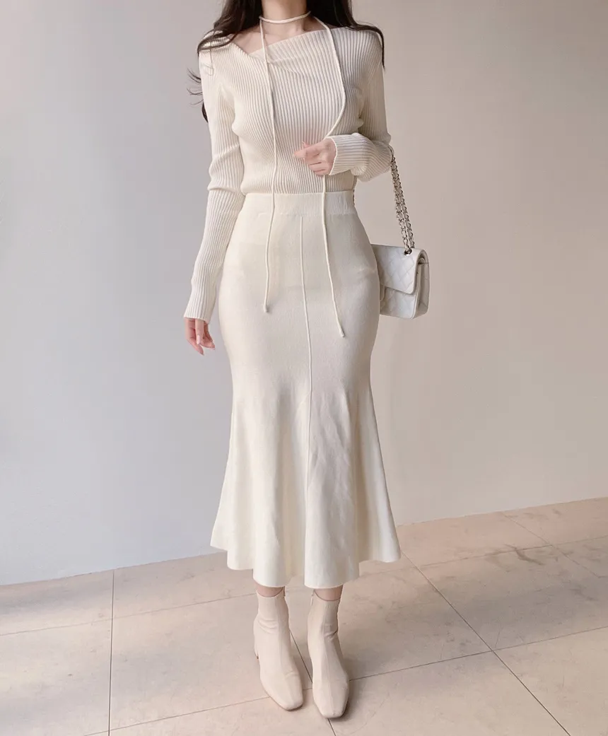 リブウール混ボートネックスリムニットストラップ付 | mirangmirang | 詳細画像22