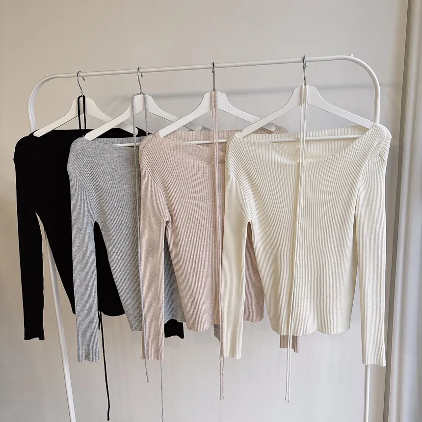 リブウール混ボートネックスリムニットストラップ付 | mirangmirang | 詳細画像57