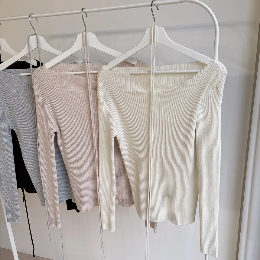 リブウール混ボートネックスリムニットストラップ付 | mirangmirang | 詳細画像58