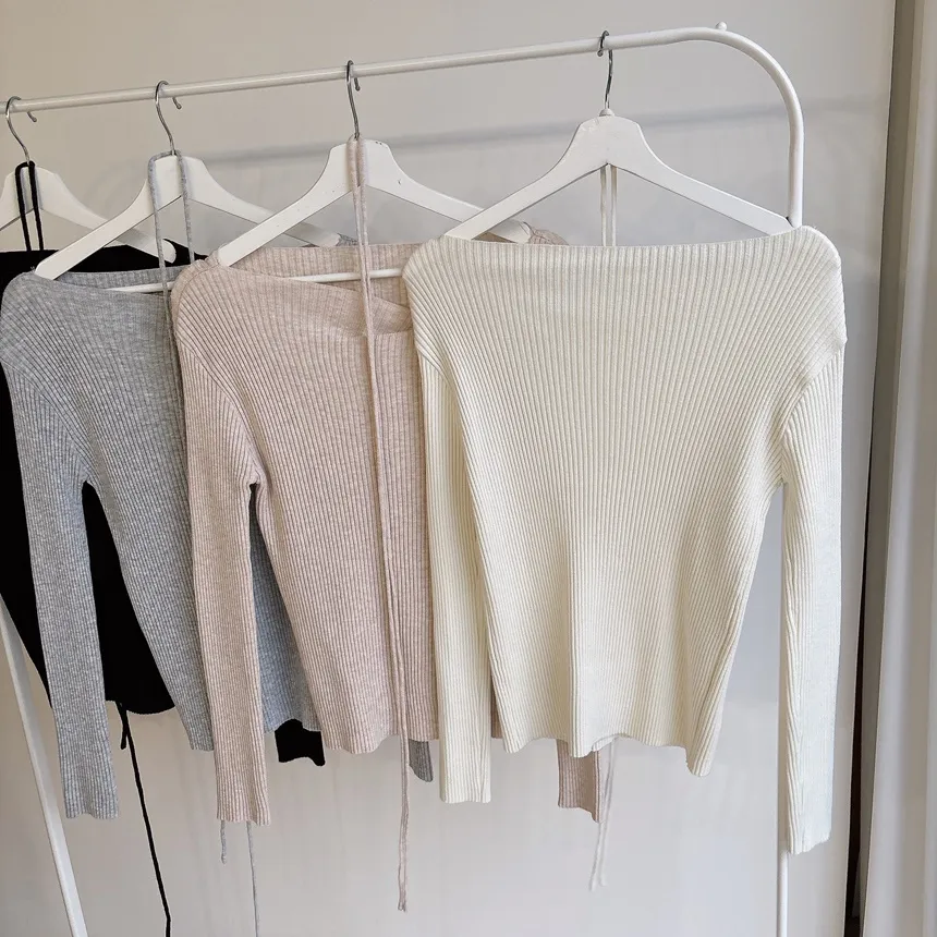 リブウール混ボートネックスリムニットストラップ付 | mirangmirang | 詳細画像59