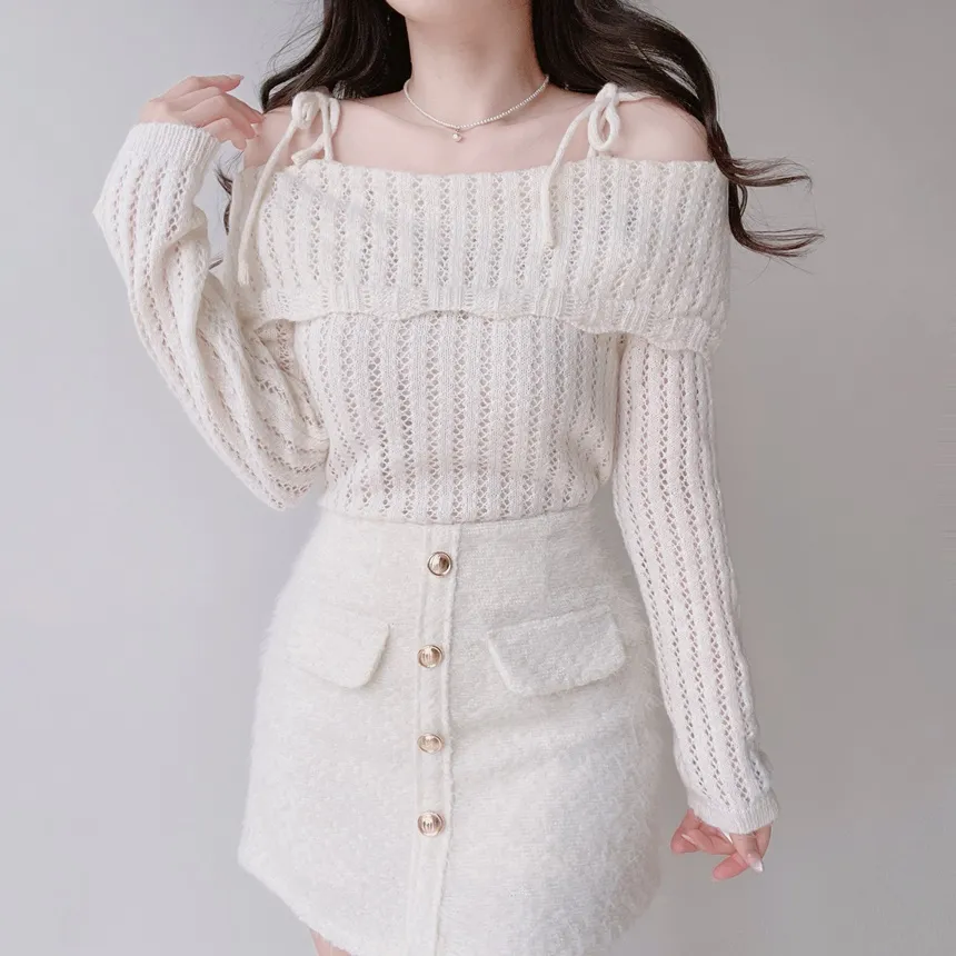 オフショルダーレースニット | mirangmirang | 詳細画像2