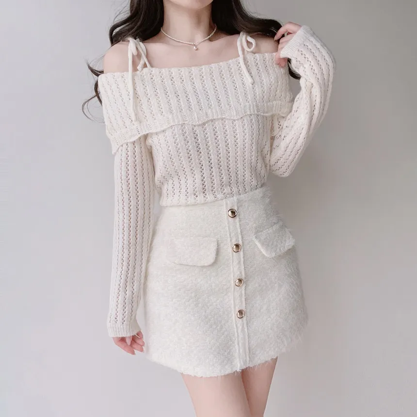 オフショルダーレースニット | mirangmirang | 詳細画像6