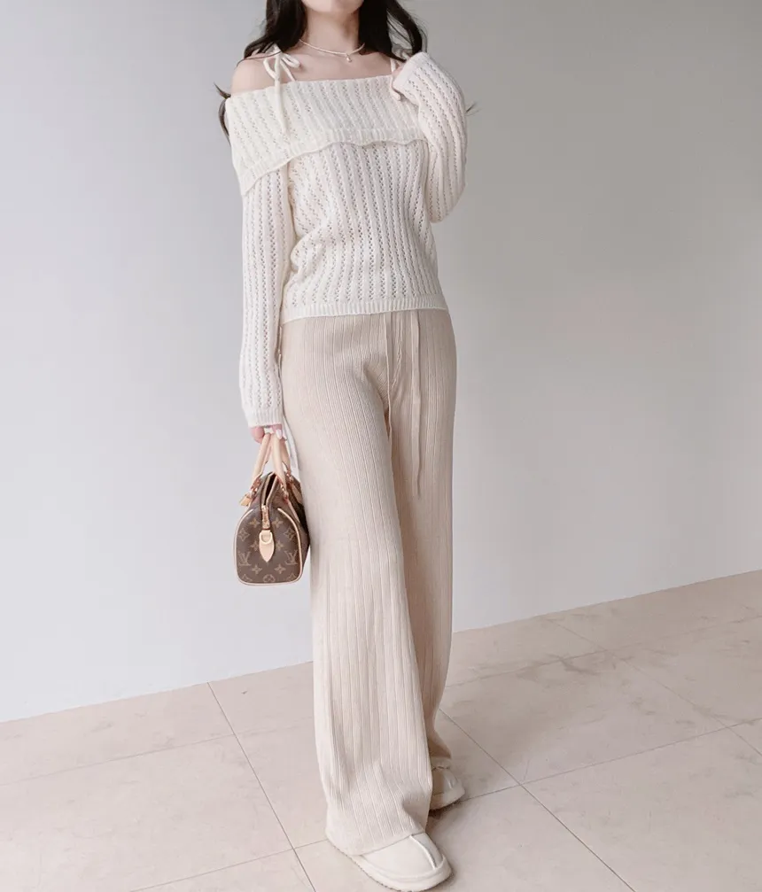 オフショルダーレースニット | mirangmirang | 詳細画像9