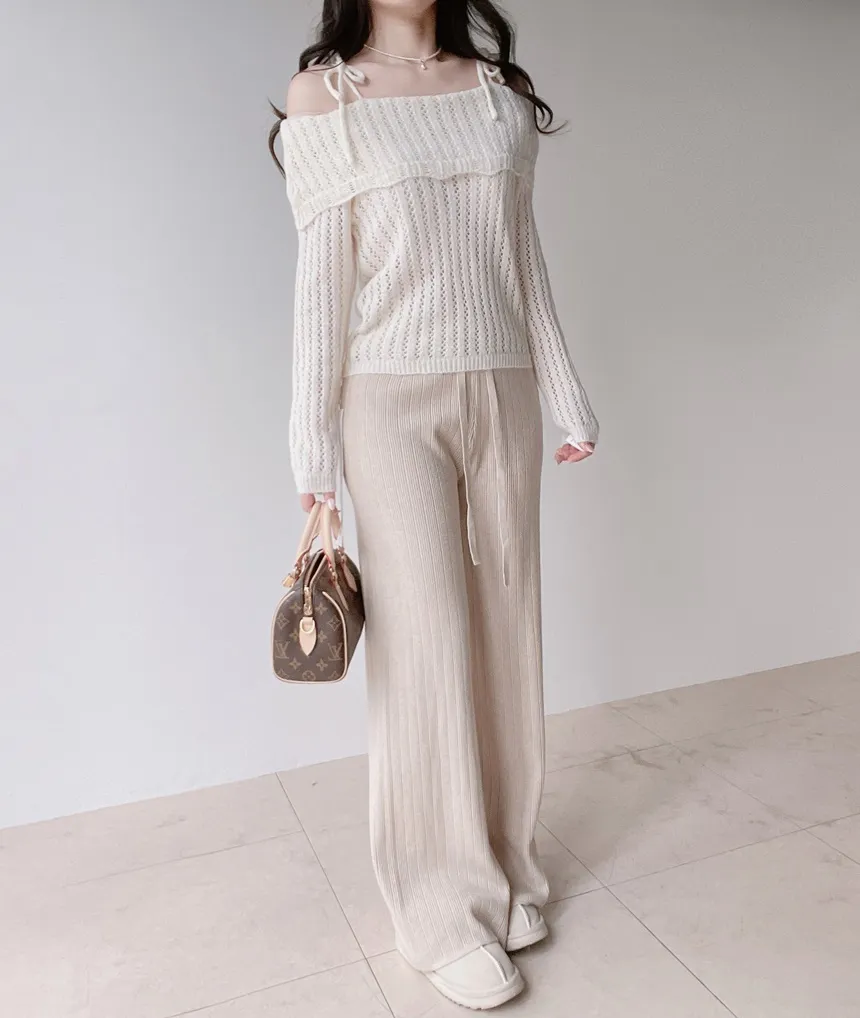 オフショルダーレースニット | mirangmirang | 詳細画像10