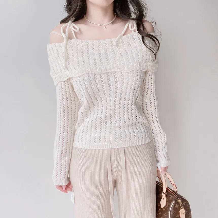 オフショルダーレースニット | mirangmirang | 詳細画像13