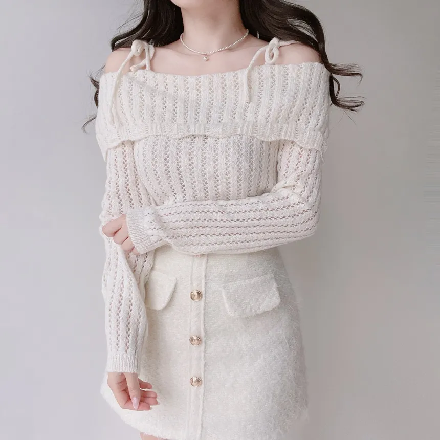 オフショルダーレースニット | mirangmirang | 詳細画像14