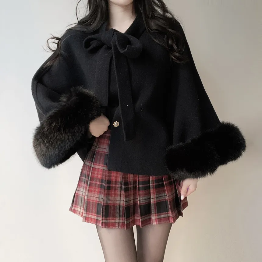 エコファー長袖UネックリボンTシャツ | mirangmirang | 詳細画像5