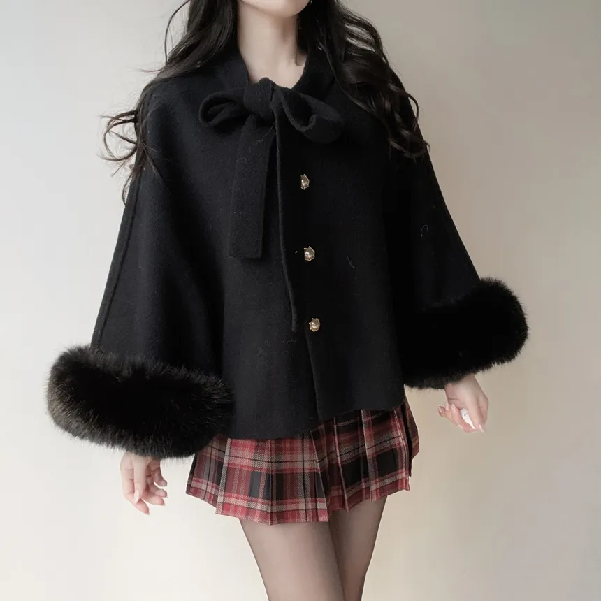 エコファー長袖UネックリボンTシャツ | mirangmirang | 詳細画像6