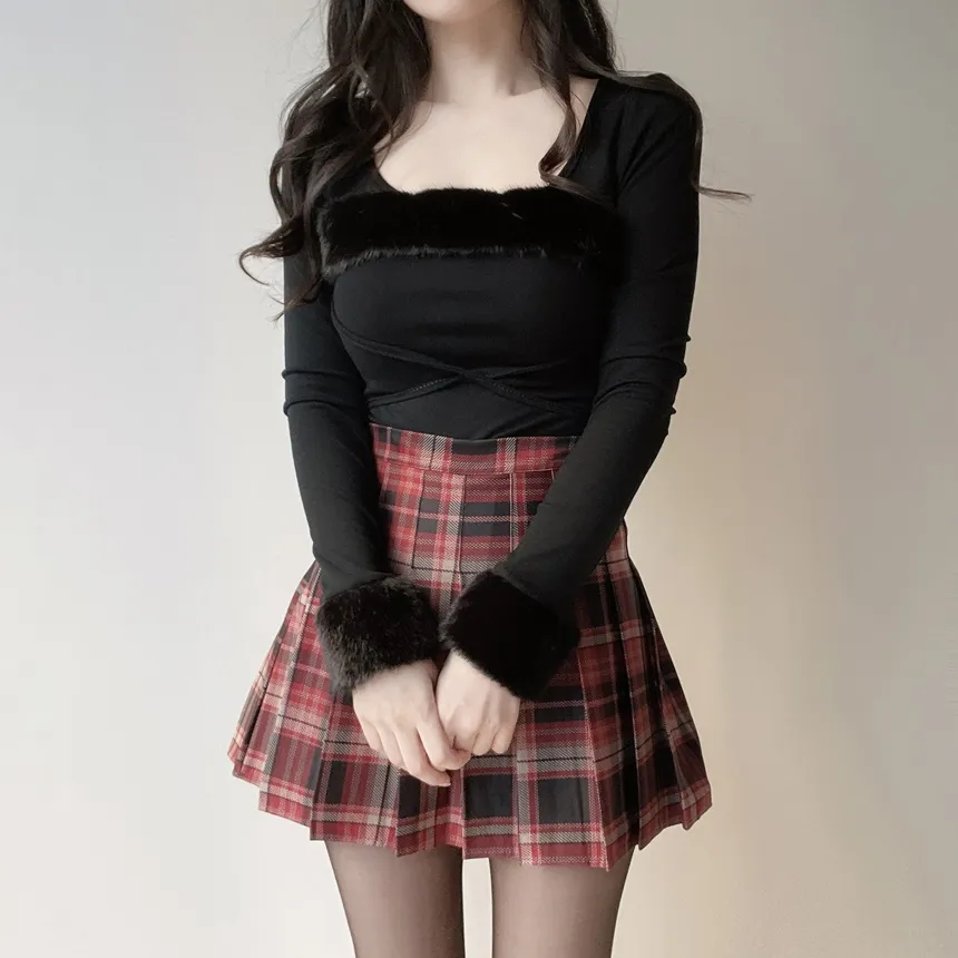 エコファー長袖UネックリボンTシャツ | mirangmirang | 詳細画像8