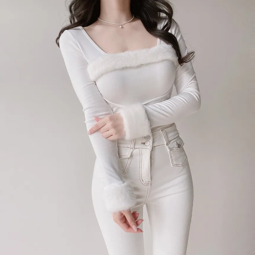 エコファー長袖UネックリボンTシャツ | mirangmirang | 詳細画像9