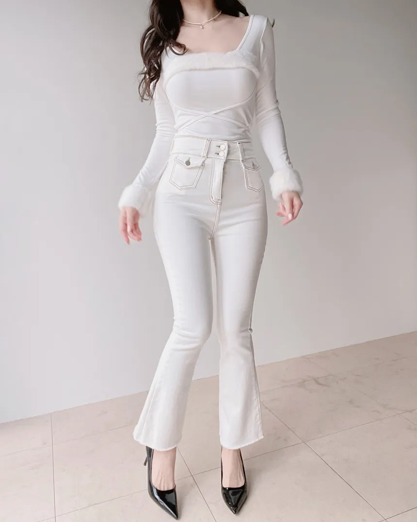 エコファー長袖UネックリボンTシャツ | mirangmirang | 詳細画像13