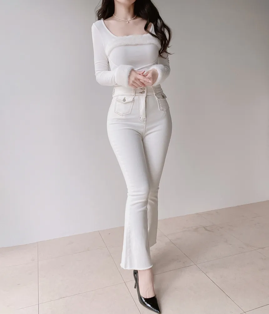 エコファー長袖UネックリボンTシャツ | mirangmirang | 詳細画像14