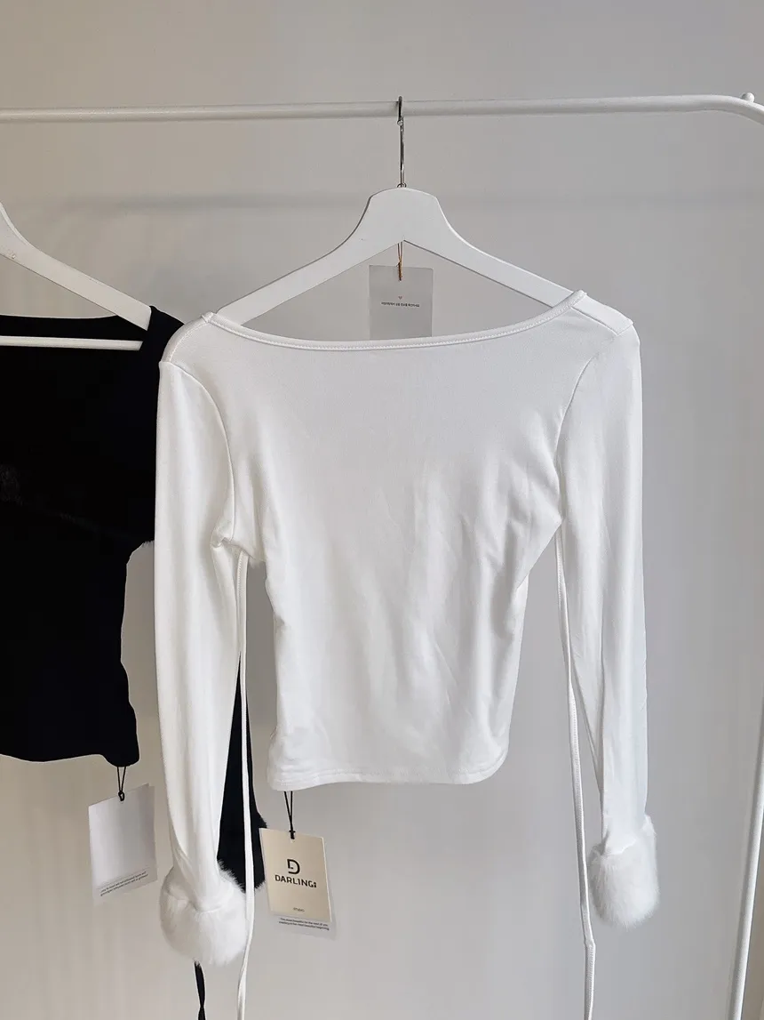 エコファー長袖UネックリボンTシャツ | mirangmirang | 詳細画像33