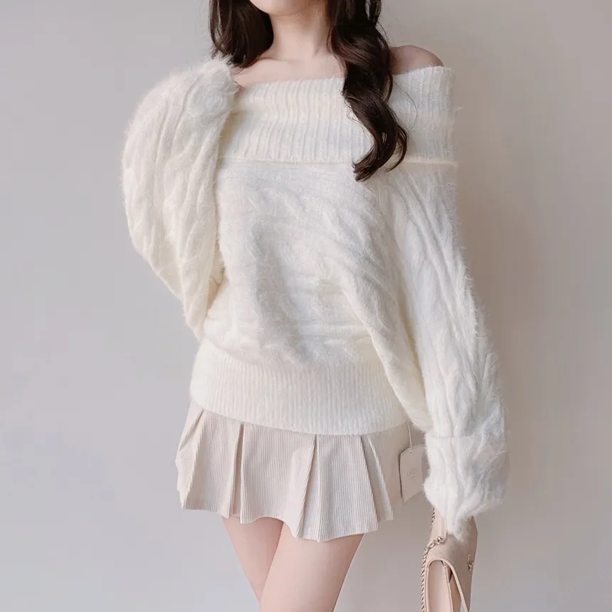 オフショルダーケーブルタートルネックニット | mirangmirang | 詳細画像2