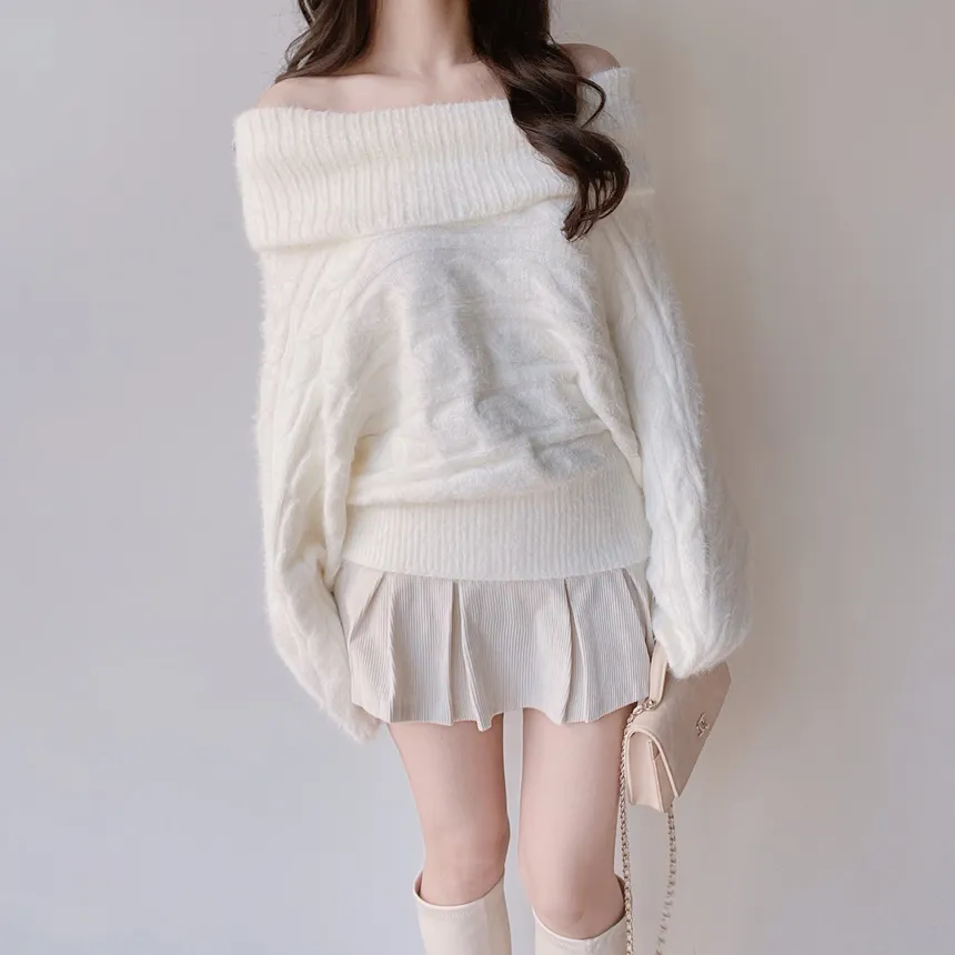 オフショルダーケーブルタートルネックニット | mirangmirang | 詳細画像8