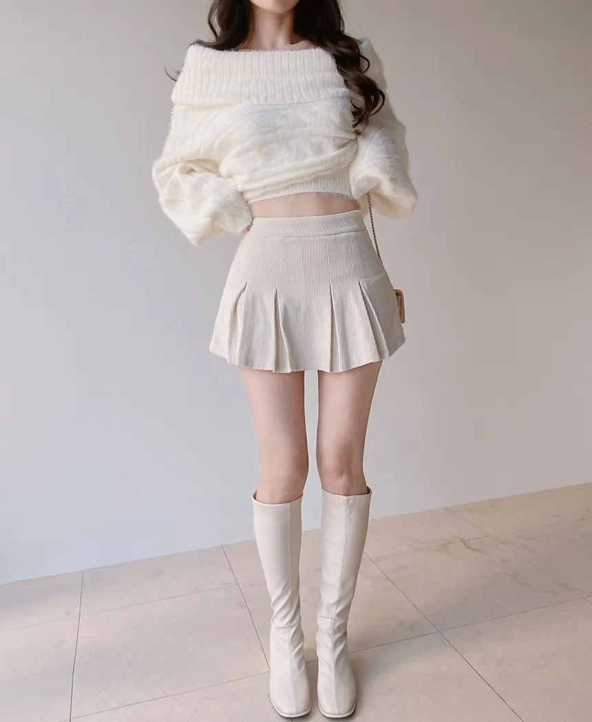 オフショルダーケーブルタートルネックニット | mirangmirang | 詳細画像9