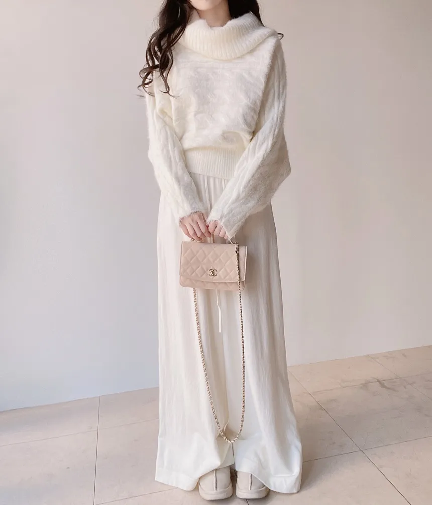 オフショルダーケーブルタートルネックニット | mirangmirang | 詳細画像18