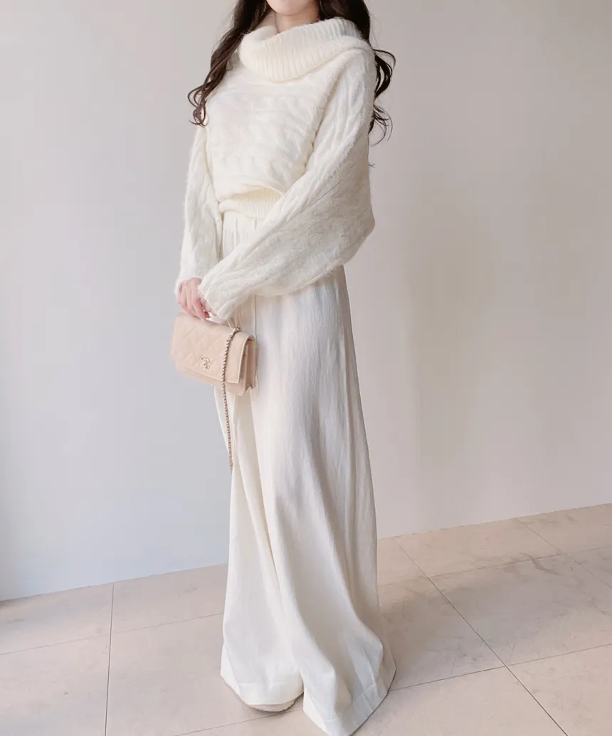 オフショルダーケーブルタートルネックニット | mirangmirang | 詳細画像20