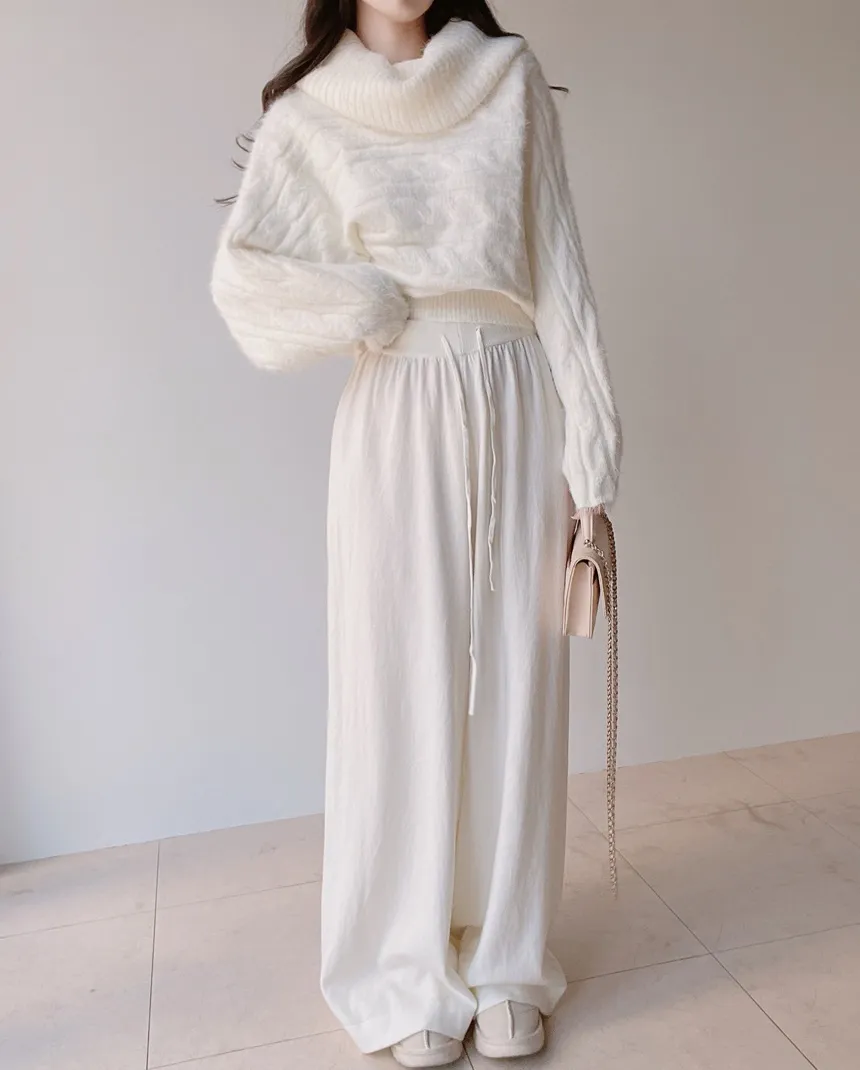 オフショルダーケーブルタートルネックニット | mirangmirang | 詳細画像21