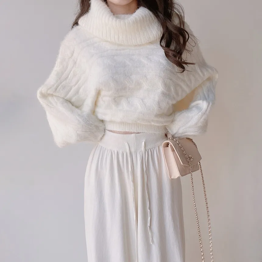 オフショルダーケーブルタートルネックニット | mirangmirang | 詳細画像22