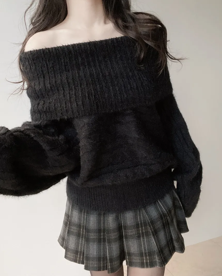 オフショルダーケーブルタートルネックニット | mirangmirang | 詳細画像23