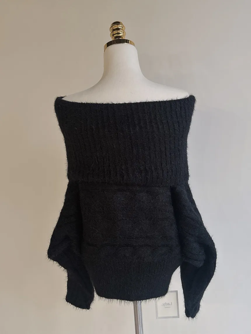 オフショルダーケーブルタートルネックニット | mirangmirang | 詳細画像31