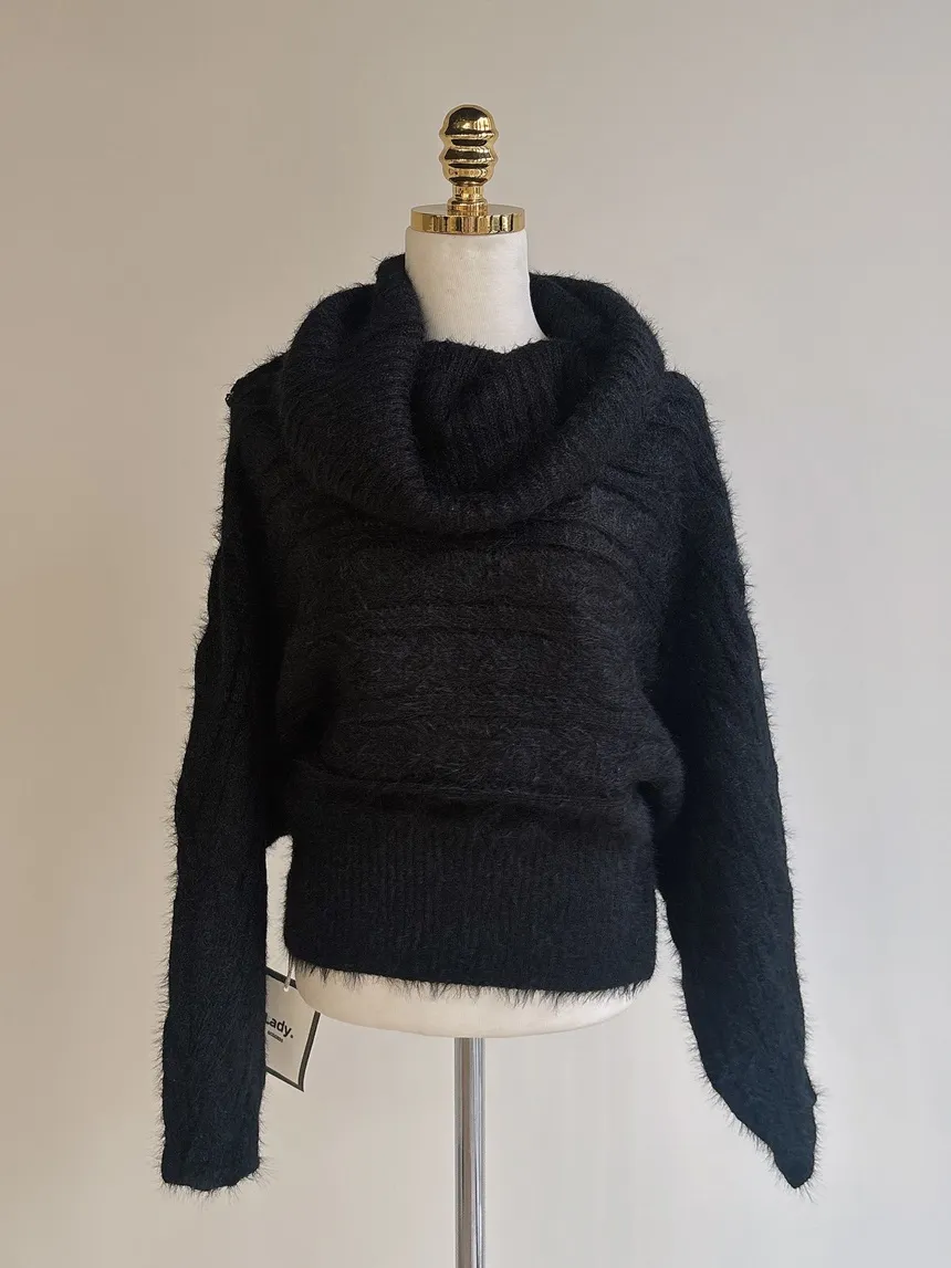 オフショルダーケーブルタートルネックニット | mirangmirang | 詳細画像33