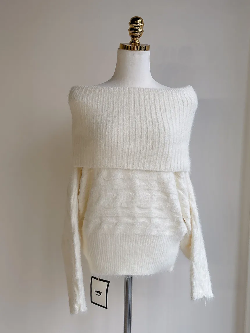 オフショルダーケーブルタートルネックニット | mirangmirang | 詳細画像34