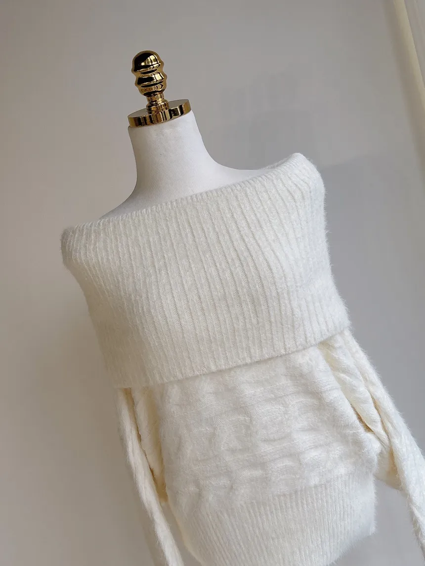 オフショルダーケーブルタートルネックニット | mirangmirang | 詳細画像35