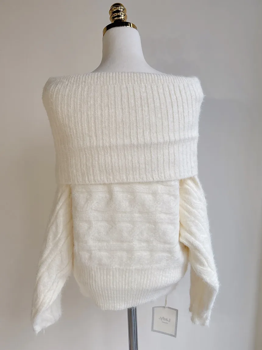 オフショルダーケーブルタートルネックニット | mirangmirang | 詳細画像37