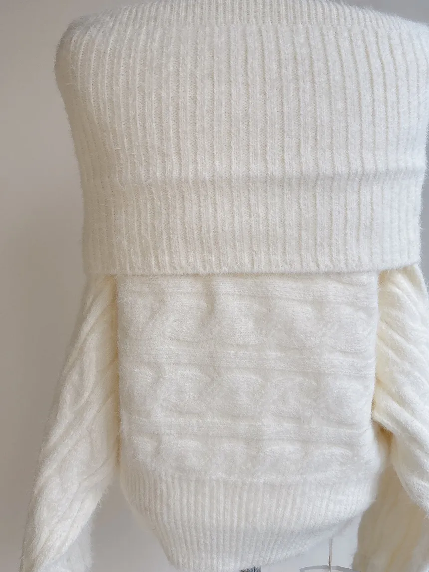 オフショルダーケーブルタートルネックニット | mirangmirang | 詳細画像38