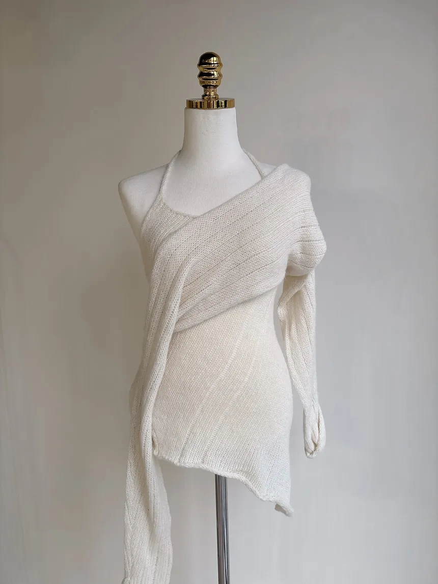 オフショルダーアンバランスホルターネックニット | mirangmirang | 詳細画像18