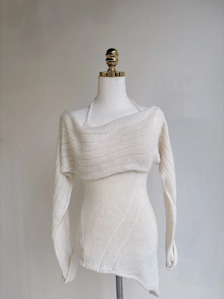 オフショルダーアンバランスホルターネックニット | mirangmirang | 詳細画像19